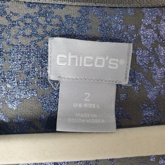 Chico's Womens Touch of Cool Foil Houndstooth Layering Tee Size Large 2 Stretch - Picture 3 of 6